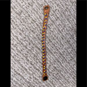 Hand made leather bracelet w/beads
